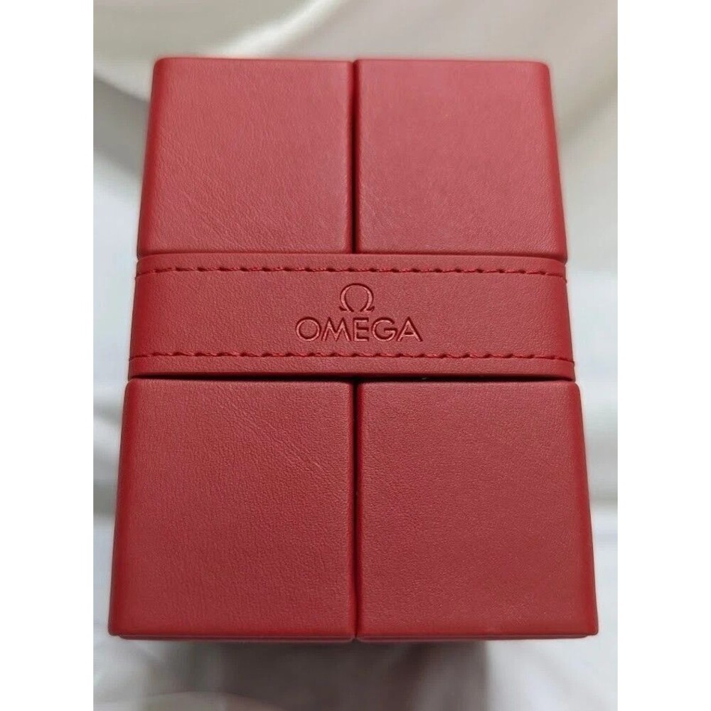 OMEGA Red Leather Watch Storage Travel Box with pillow